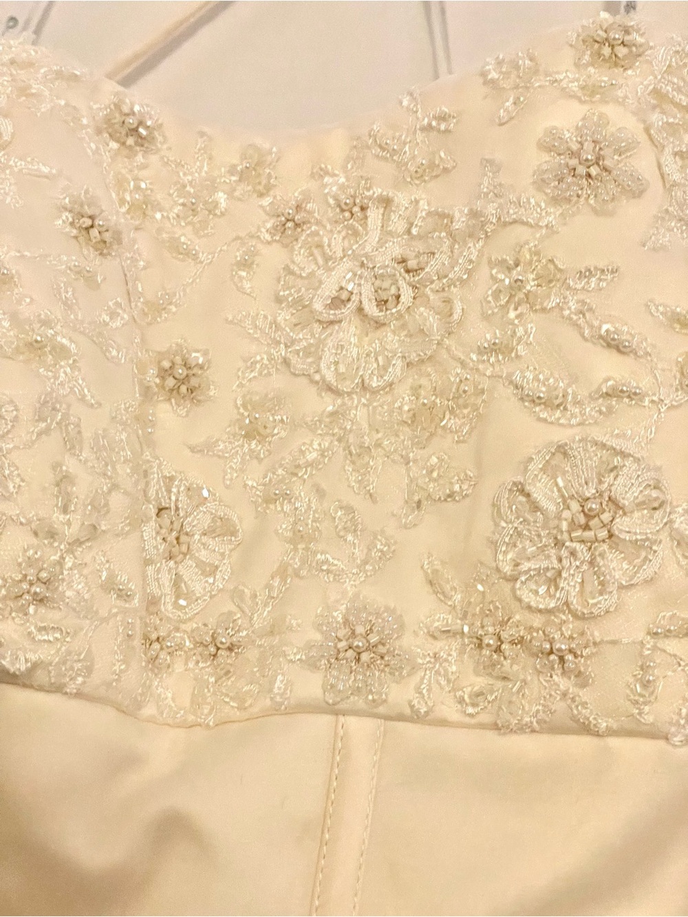 2 piece David's Bridal Oleg Cassini Ivory Lace A-Line Gown with Corset - Picture 3 of 13